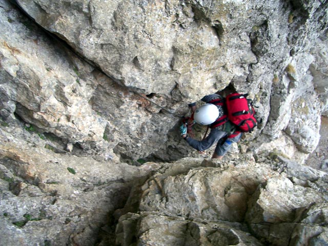 Haidsteig: Christoph in der Schlüsselstelle