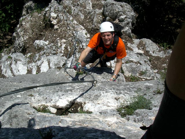 Daniel am Beginn des zweiten steilen Pfeilers