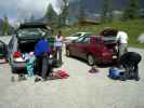 Andreas, Carmen, Michael und Irene am Parkplatz Hunerkogel (18. Juli)