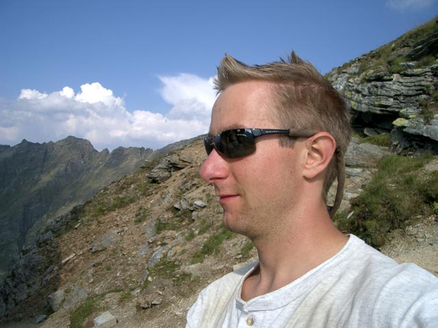 Ich auf der Neualmscharte, 2.347 m (10. Aug.)