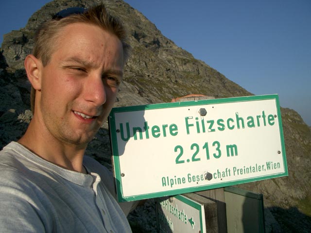 Ich auf der Unteren Filzscharte, 2.213 m (11. Aug.)