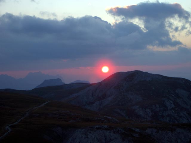 Sonnenuntergang am G'hackt Kogel, 2.214 m (27. Sep.)