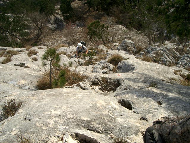 Grafenbergsteig: Michael in der Grafenbergplatte (9. Seillänge)