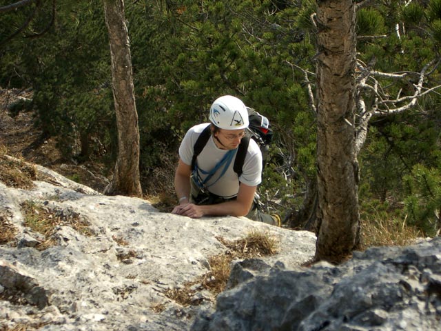 Grafenbergsteig: Michael in der Grafenbergplatte (9. Seillänge)