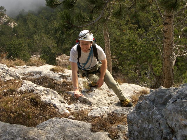 Grafenbergsteig: Michael in der Grafenbergplatte (9. Seillänge)