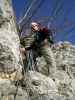 Tirolersteig: Michael am Standplatz nach der 1. Seillänge