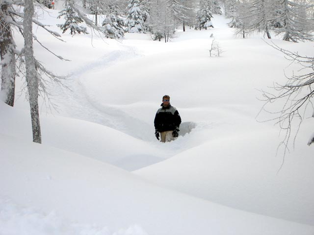 Markus neben der Abfahrt zur Gro&szlig;unterberg Alm (6. J&auml;n.)