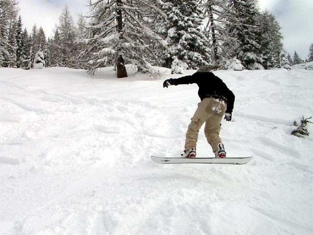 Markus auf der Abfahrt von der Oberzauch-Alm nach Zauchensee (8. J&auml;n.)