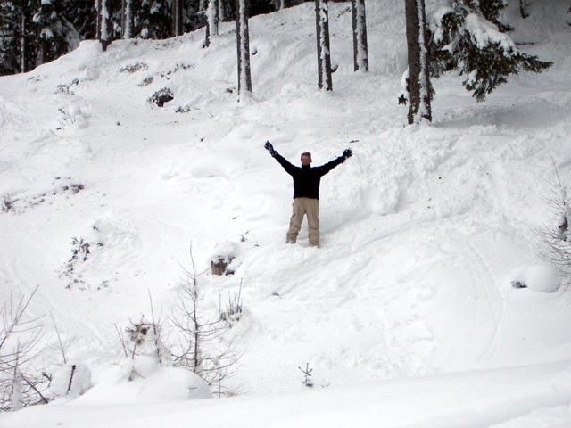 Markus neben der Abfahrt zum Kirchboden (9. J&auml;n.)