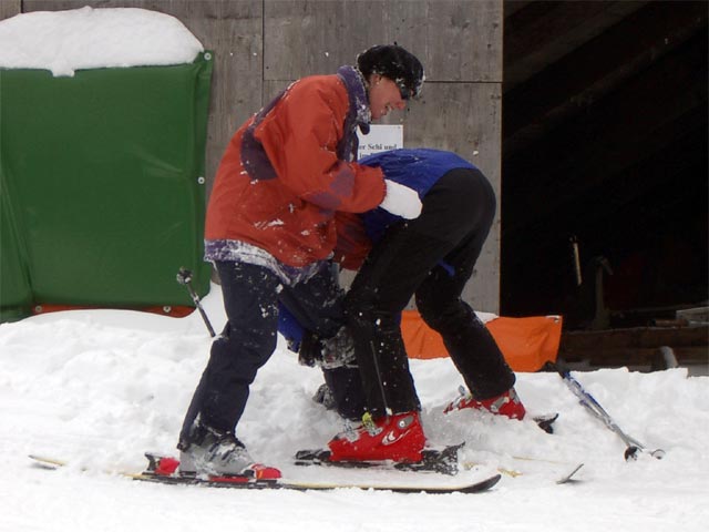 Claudia und Andreas bei der Bergstation des Schlepplifts Fuchswald II