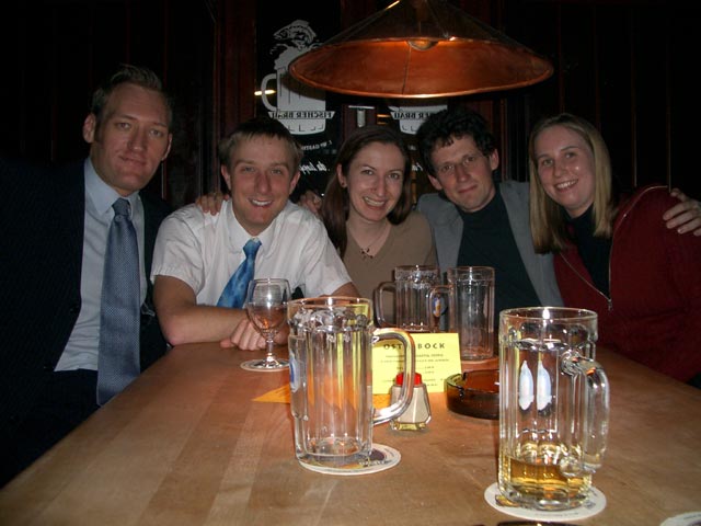 Erich, ich, Agata, Erwin und Katrin im Fischer Br&auml;u