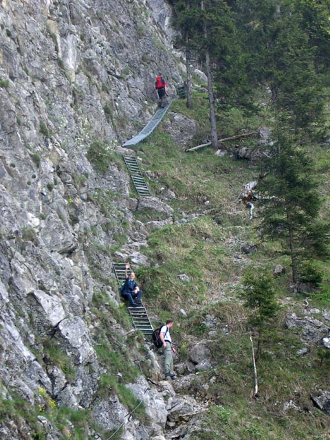 Hans-Hernler-Steig: Irene und Michael auf den Leitern
