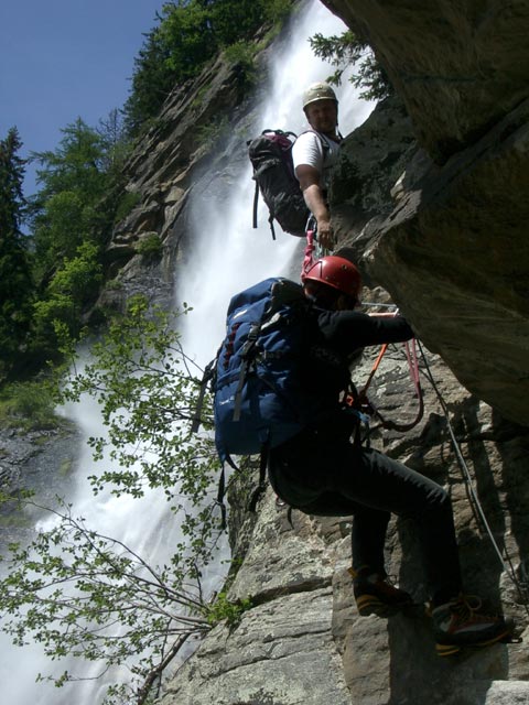 Klettersteig Fallbach: Daniela und Georg im unteren Teil (12. Juli)