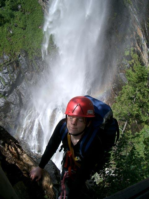 Klettersteig Fallbach: Daniela im unteren Teil (12. Juli)