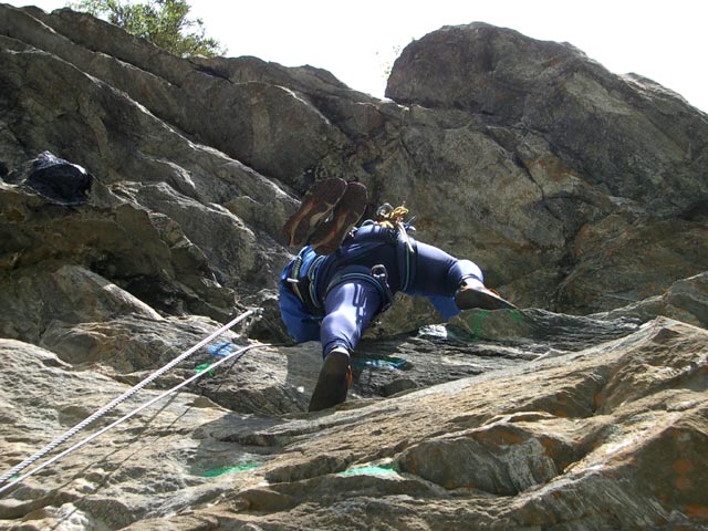 Klettersteig Fallbach: Reinhard im oberen Teil (12. Juli)