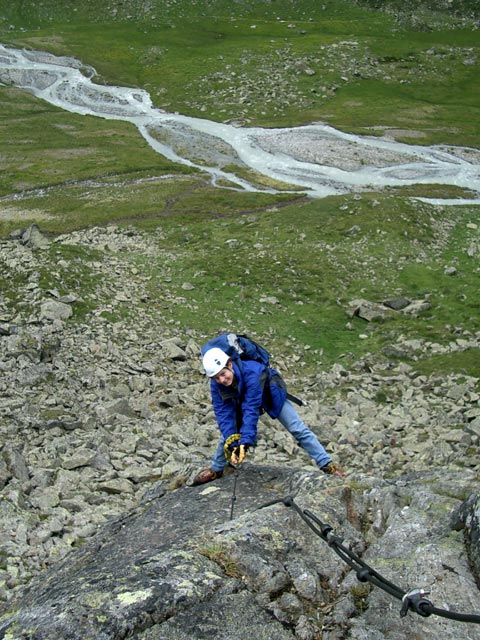 Daniela am Sommerwand-&Uuml;bungsklettersteig (7. Aug.)