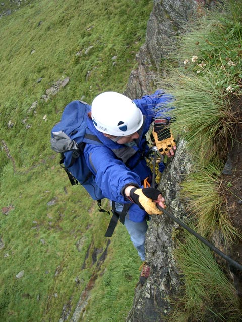Edelwei&szlig;-Klettersteig: Daniela nach der Querung (7. Aug.)