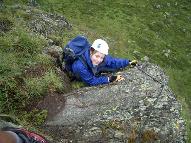 Edelwei&szlig;-Klettersteig: Daniela vor dem Ausstieg (7. Aug.)
