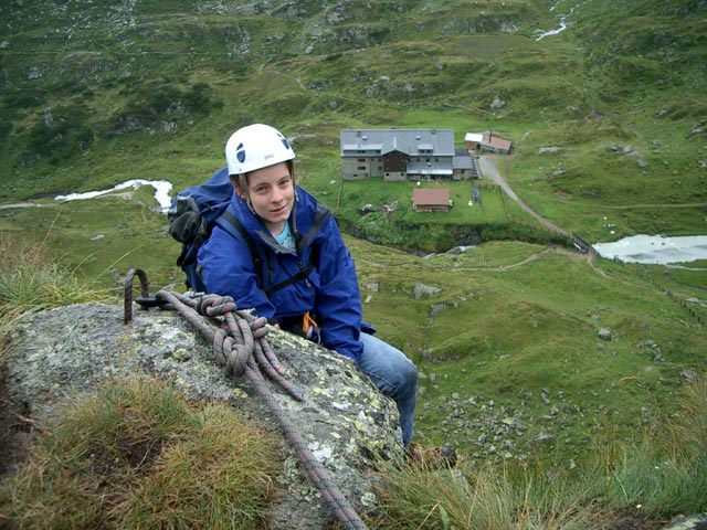 Edelwei&szlig;-Klettersteig: Daniela im Ausstieg (7. Aug.)