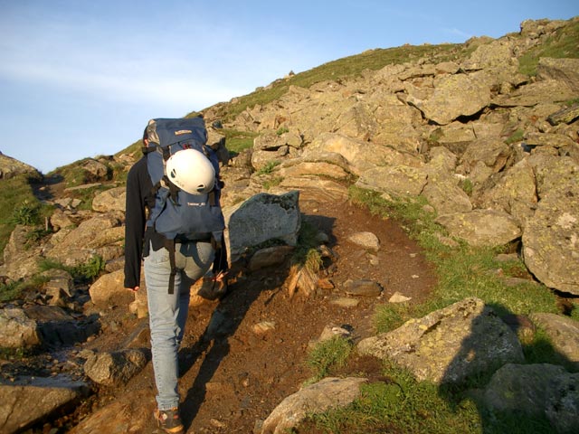 Daniela zwischen Franz Senn H&uuml;tte und Unterer Rinnengrube (8. Aug.)