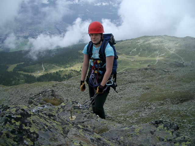 Glungezer Klettersteig: Daniela im Ausstieg