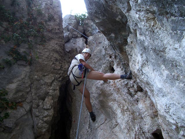 Unterer Turnerbergsteiger-Steig: Ich im Efeukamin (3. Seill&auml;nge)