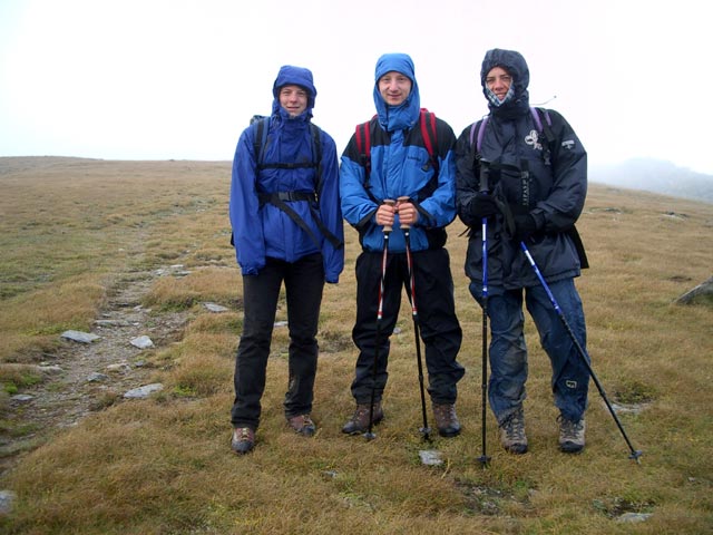 Daniela, Christoph und Gudrun auf Weg 308 zwischen Zirbitzkogel und Scharfem Eck (5. Sep.)