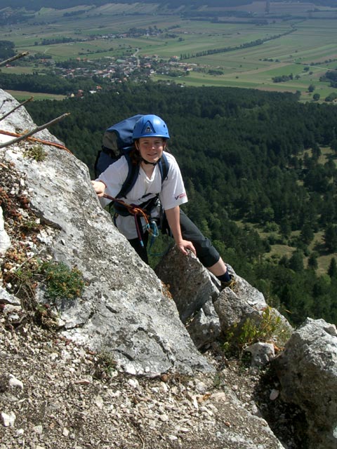 Unterer Postlgrat: Daniela in der 4. Seillänge