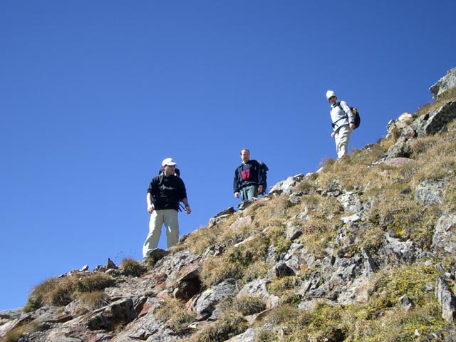 Alexander, Hans-Peter und Daniela auf Weg 02 zwischen Greifenberg und Oberer Klafferscharte (18. Sep.)