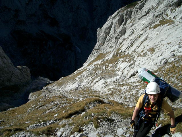 Kaiserschützensteig: Daniela in der Grünen Rinne (24. Okt)