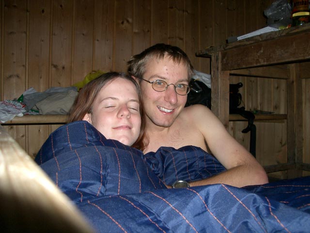 Daniela und ich in der Babenstuber H&uuml;tte, 2.300 m (24. Okt)