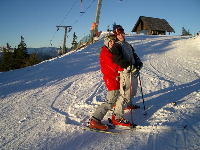 Birgit und Matthias bei der Bergstation des Wei&szlig;enelfschlaglifts