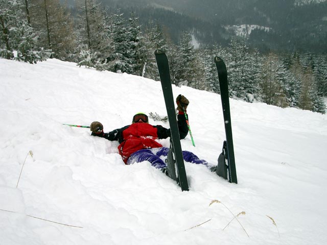 Erich auf der unpr&auml;parierten Piste s&uuml;dlich des Karnerbodenlifts