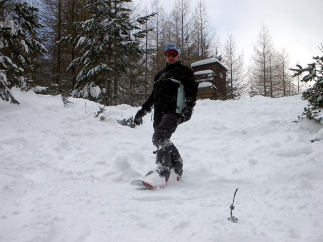 Christian auf der unpr&auml;parierten Piste s&uuml;dlich des Karnerbodenlifts