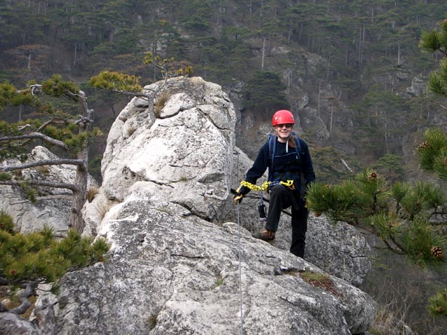 M&ouml;dlinger Klettersteig: Daniela am Grat