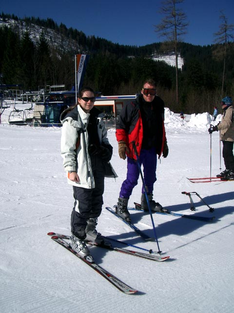 Daniela und Erich bei der Talstation des 4er-Sessellifts &Ouml;tscherbahn