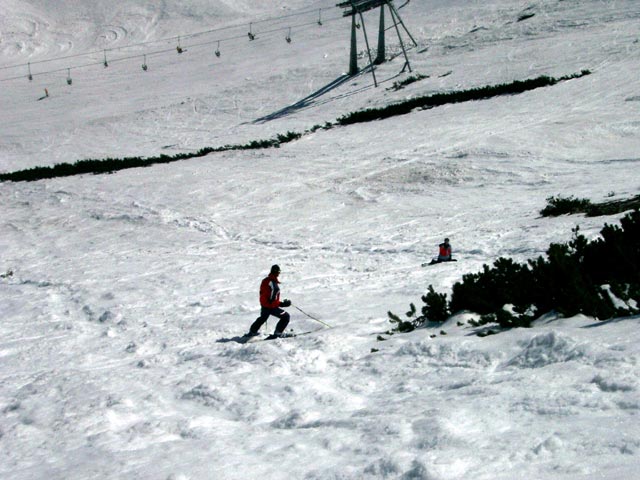 Katarina und Markus bei der Abfahrt vom Scheineck ins Gro&szlig;e Kar