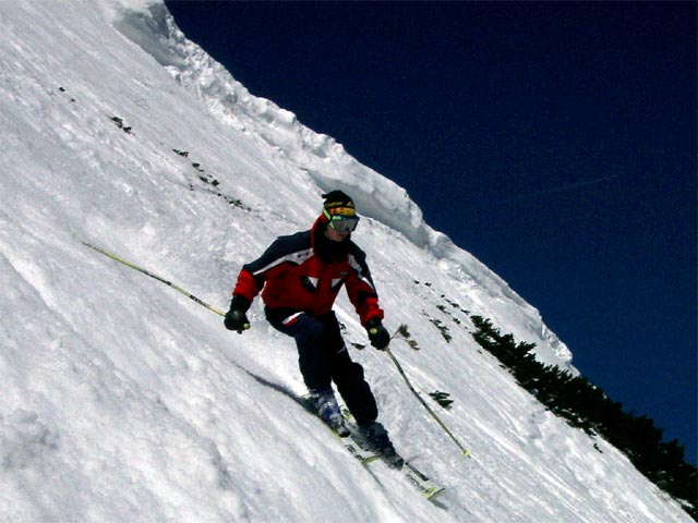 Katarina bei der Abfahrt vom Scheineck ins Gro&szlig;e Kar