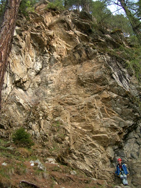 Jubil&auml;ums-Klettersteig: Carmen im Einstieg