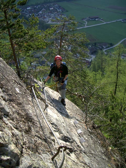Jubil&auml;ums-Klettersteig: Carmen nach der 2. Steilstufe