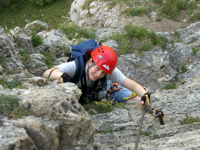 Pittentaler Steig: Daniela in der Schl&uuml;sselstelle