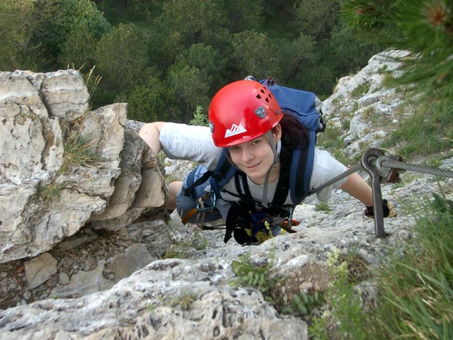 Pittentaler Steig: Daniela in der Schlüsselstelle