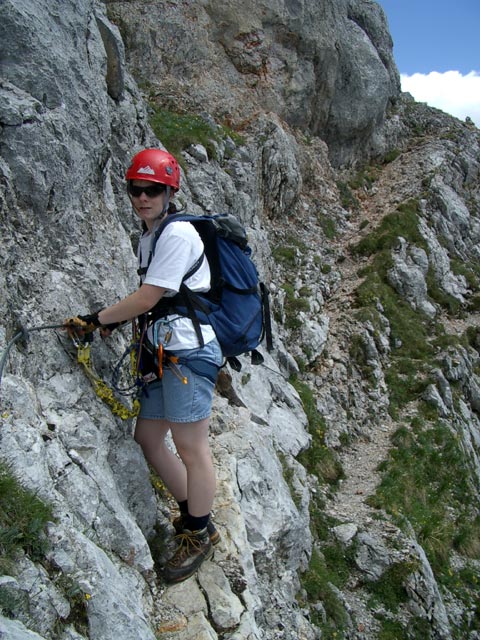 S&uuml;dwandklettersteig: Daniela beim Einstieg (3. Juli)