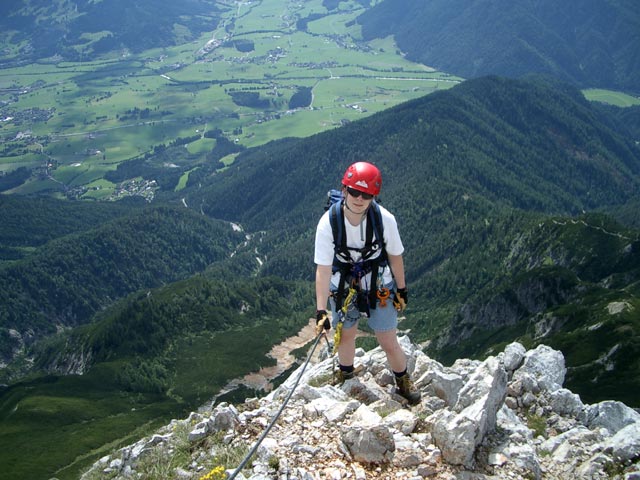 S&uuml;dwandklettersteig: Daniela beim Ausstieg (3. Juli)