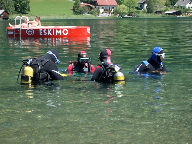 Wolfgang, Yasmin, Sebastian und Sigi im Wei&szlig;ensee (14. Juli)