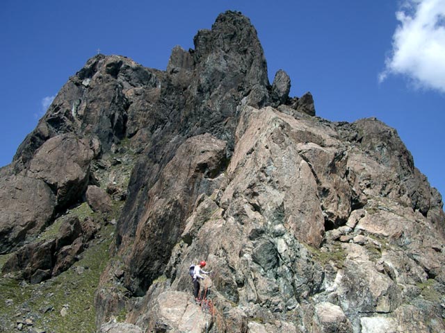 Blauspitz-Ostgrat: Paulus nach der 2. Seill&auml;nge (15. Juli)