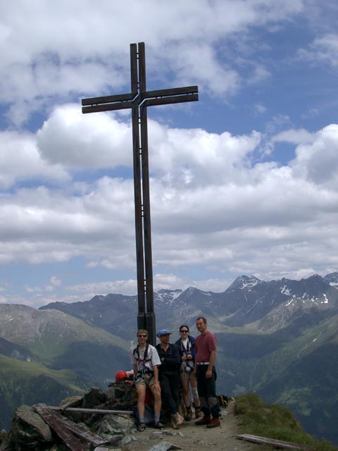 Ich, Paulus, Daniela und Erich am Blauspitz, 2.575 m (15. Juli)