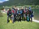 Sebastian, ich, Paulus, Helga, Wolfgang, Yasmin und Sigi in der Tauchschule Easy Dive (14. Juli)