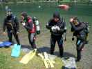 Sigi, Yasmin, Wolfgang und Sebastian in der Tauchschule Easy Dive (14. Juli)