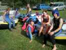 Doris, Elisabeth, Norbert, Barbara, Yvonne, Daniela und Alexander im Rafting Camp Iseltal (14. Juli)